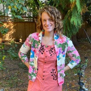 Vintage 50s pink floral bright cardigan - Kio Imported by Hooper